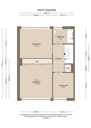 Floorplan - Slingerlandstraat 25, 4231 AD Meerkerk